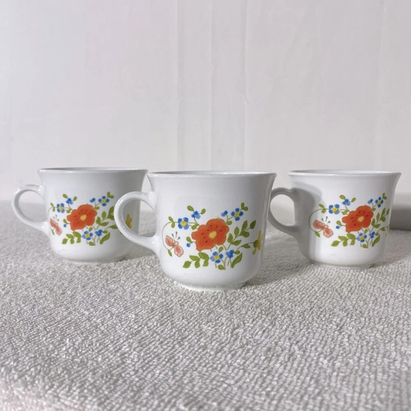Vintage Corelle  By Corning Wildflower Mugs Coffee Cups x3 - Picture 3 of 10